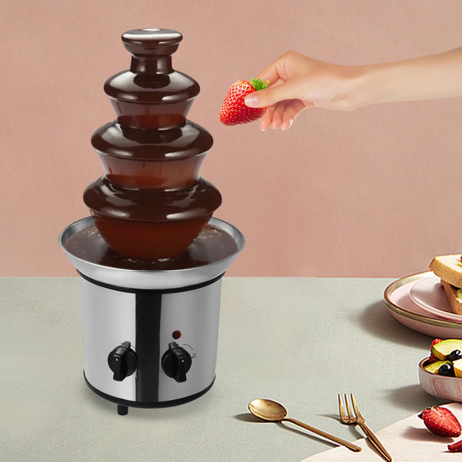 4-Tier Chocolate Fountain Machine, Electric Melting Chocolate Fondue Fountain, 4-Pound Capacity Chocolate Fountain Tool for Desserts Celebrations Home Use