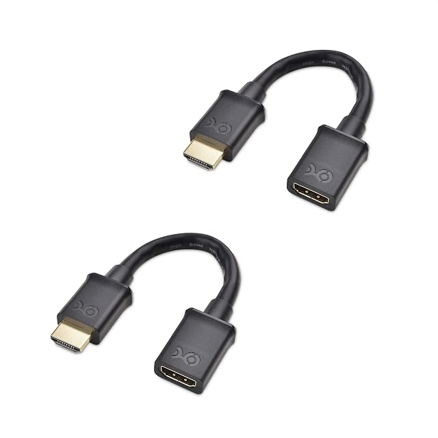 Cable Matters 2 Pack Short Male to Female HDMI Extender Adapter (HDMI Extension Cable) for Media Streaming Stick Device - 15 cm