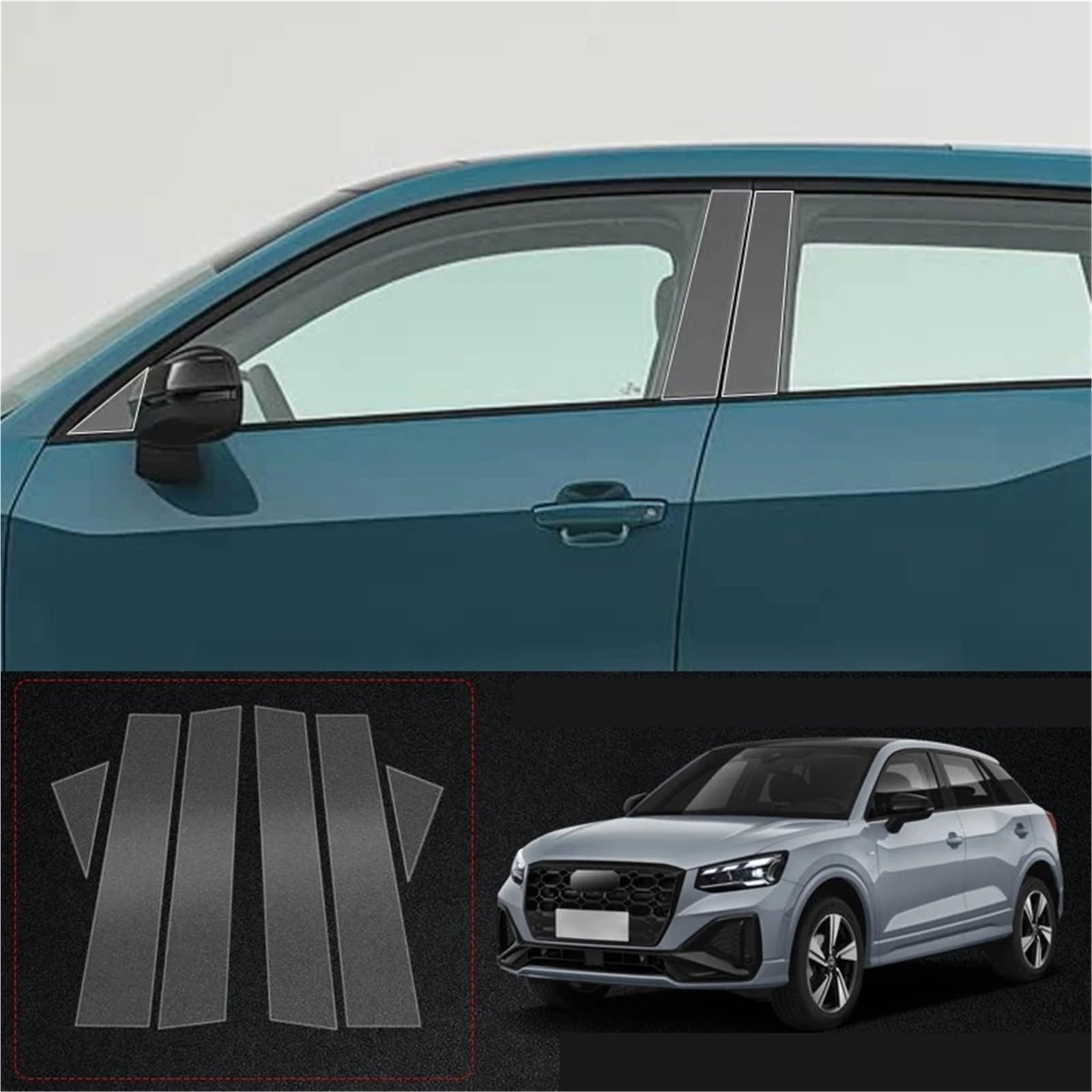 B Pillars TPU Car Protective Film for Audi for Q3 8U F3 Sportback Q4 E-TRON Q5 Q7 Q8 Q2 Transparent Body Sticker Paint Protection