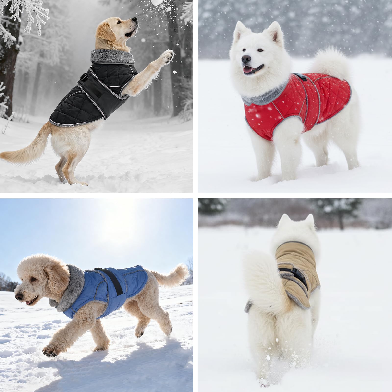 Cappotto invernale per cani con lacci (blu, S)