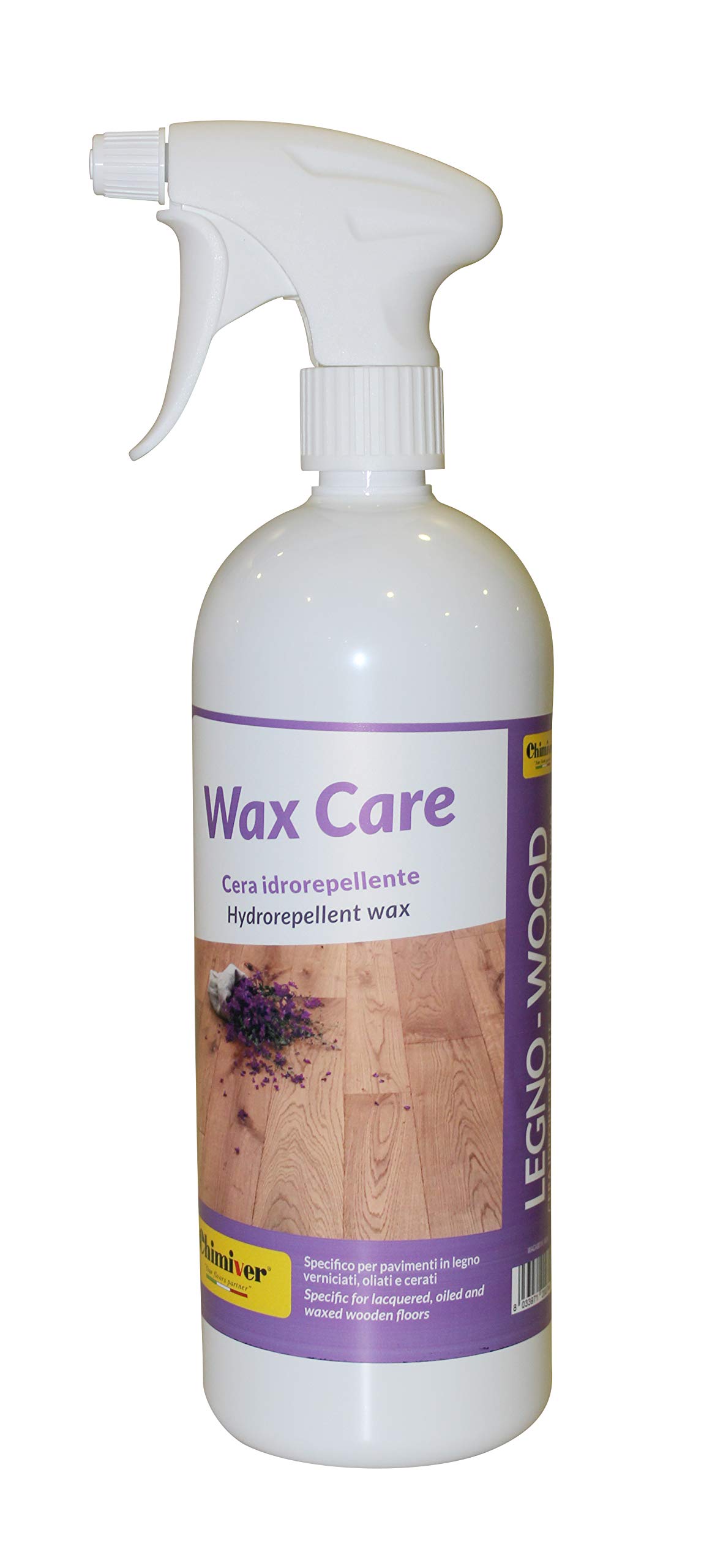 Chimiver - WAX CARE | Dispersión de Ceras Repelentes al Agua para el Mantenimiento de Parquet Barnizado, Engrasado y Encerado Sujetos a Alta Pisada, Botella de 1L