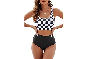 Stylish and Sporty Women's Checkered Swimsuit