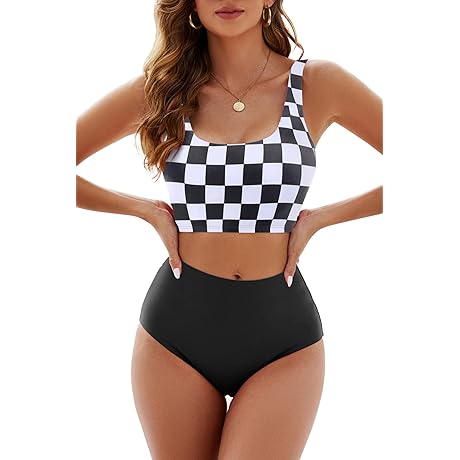 Stylish and Sporty Women's Checkered Swimsuit