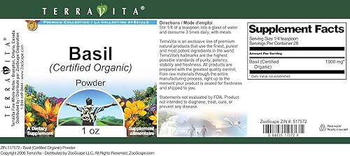 Miniatura 4 de Albahaca (Certificado Orgánico) Polvo (1 oz, ZIN 517572) - Paquete de 3