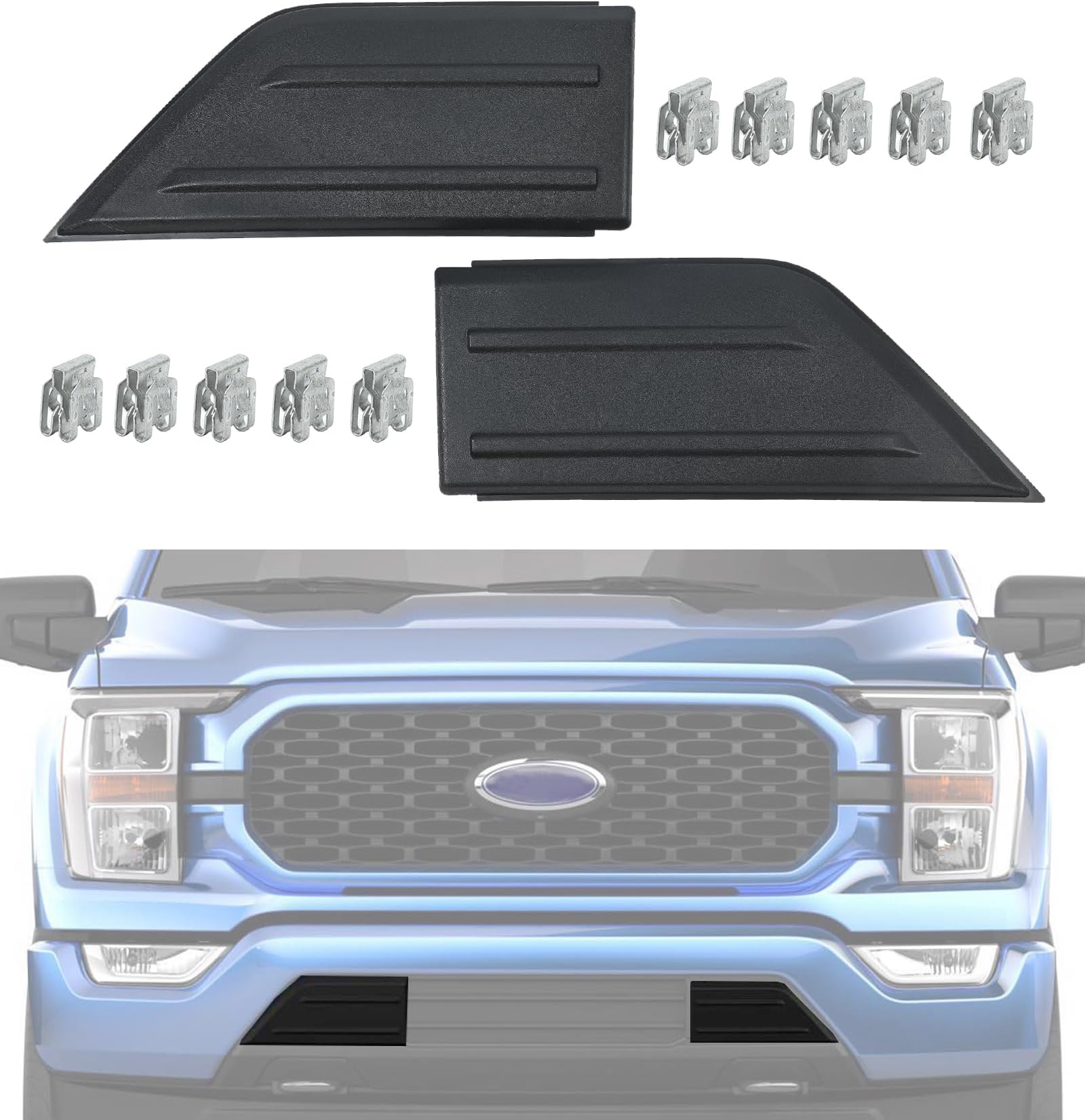 Compatible for Bumper Guard Pad Cap Inserts End Cover 2021 2022 2023 Ford F150 F-150 ML3Z-17E810-AA ML3Z-17E811-AA Left Driver & Right Passenger Side