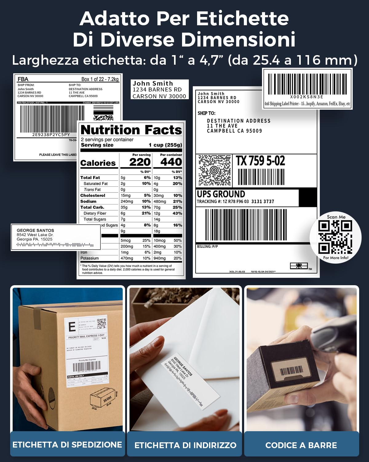 Phomemo Stampante per etichette Bluetooth, PM241BT stampante termica DHL 4XL per Mac/PC, stampante Bluetooth per codici a barre, Amazon, Etsy, Shopify, Royal Mail, DHL, FedEx, UPS
