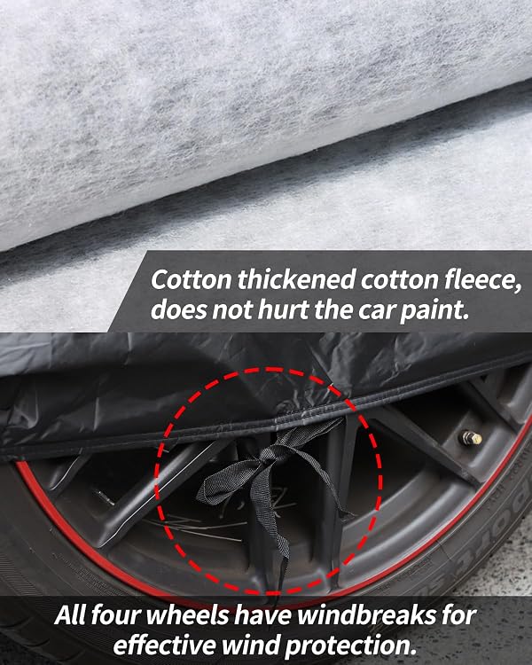 Waterproof Car Covers for 2004-2025 Mercedes Benz G-Class W463 W464 G500 G550 G63AMG G55 G350D, 6 Layers All Weather Car Cover with Zipper Door & Windproof Bands for Snow Rain Dust Hail Protection by TZYSZDB - Image 6