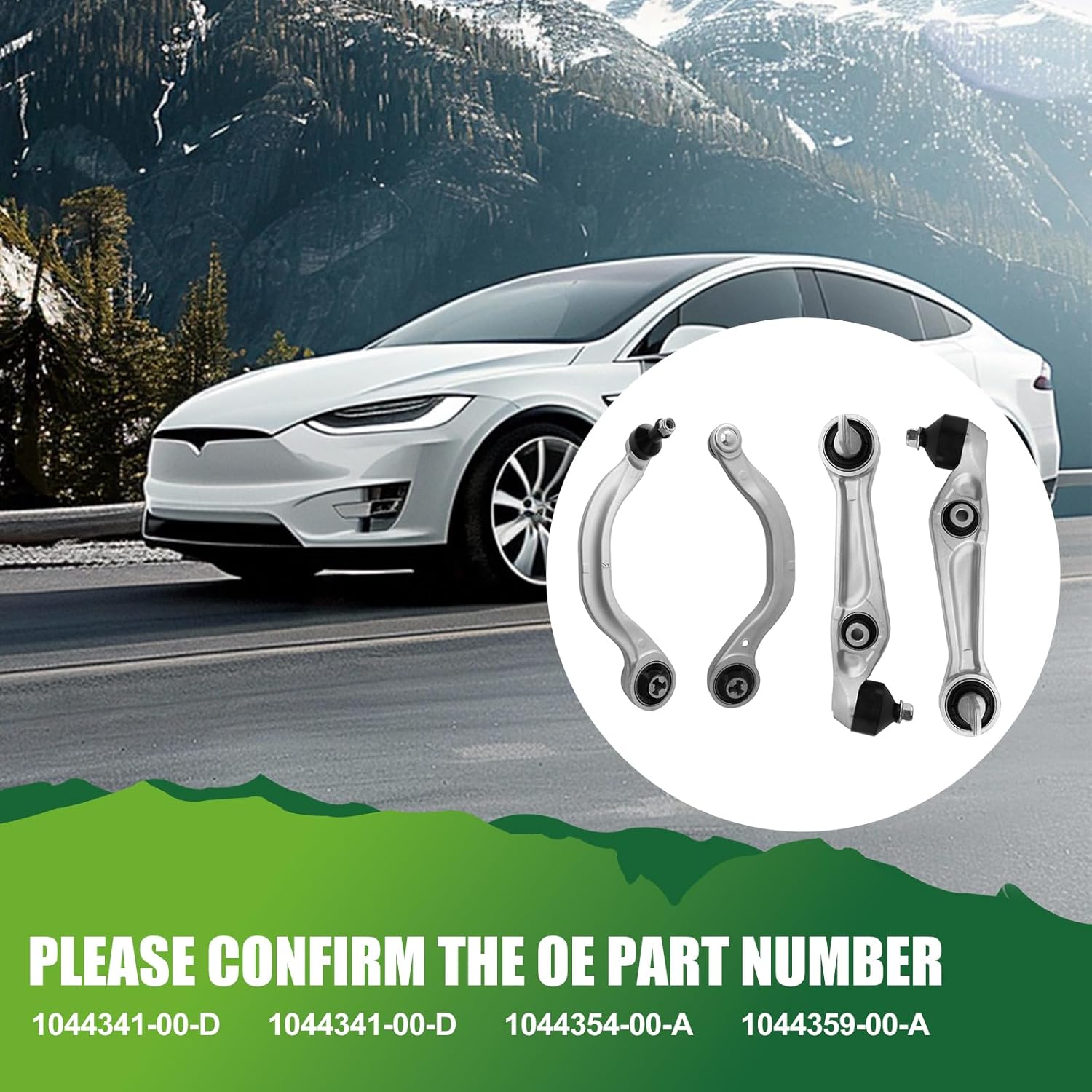 Front Lower Control Arm with Ball Joints for Model 3 2017-2023,replacement for 1044341-00-D,1044354-00-A,1044359-00-A,Set of 4