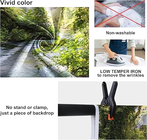 Miniatura 6 de Baocicco Fondos de vinilo de bosque verde de 9 x 6 pies para fotografía, paisaje de montaña y agua, hermosa cascada y río, árbol antiguo al aire