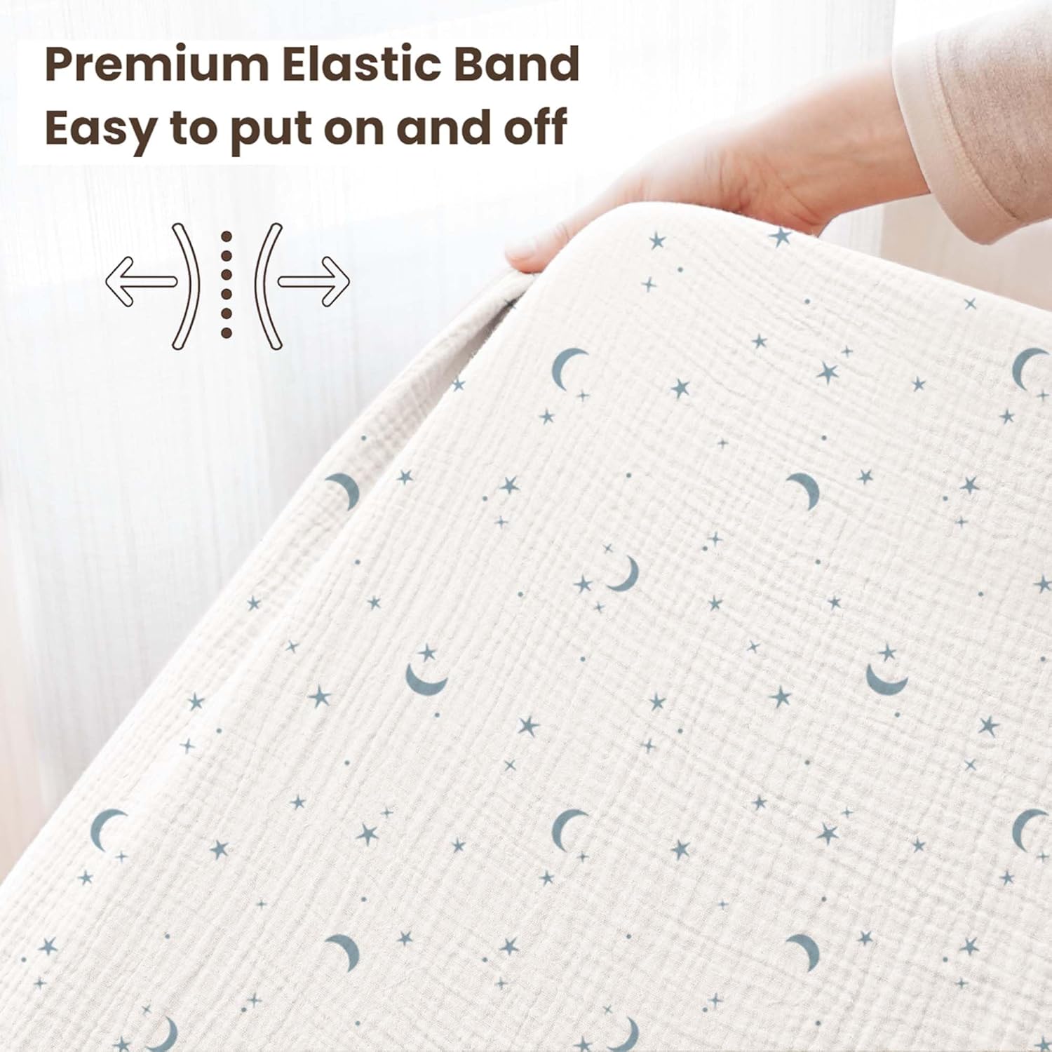 Konssy Muslin Crib Sheets for Boys, Soft Cotton Neutral Baby Sheets for Standard Crib Mattress 2 Pack, 52"x28" (Dreamfield Sky,Baby Blue Plaid)