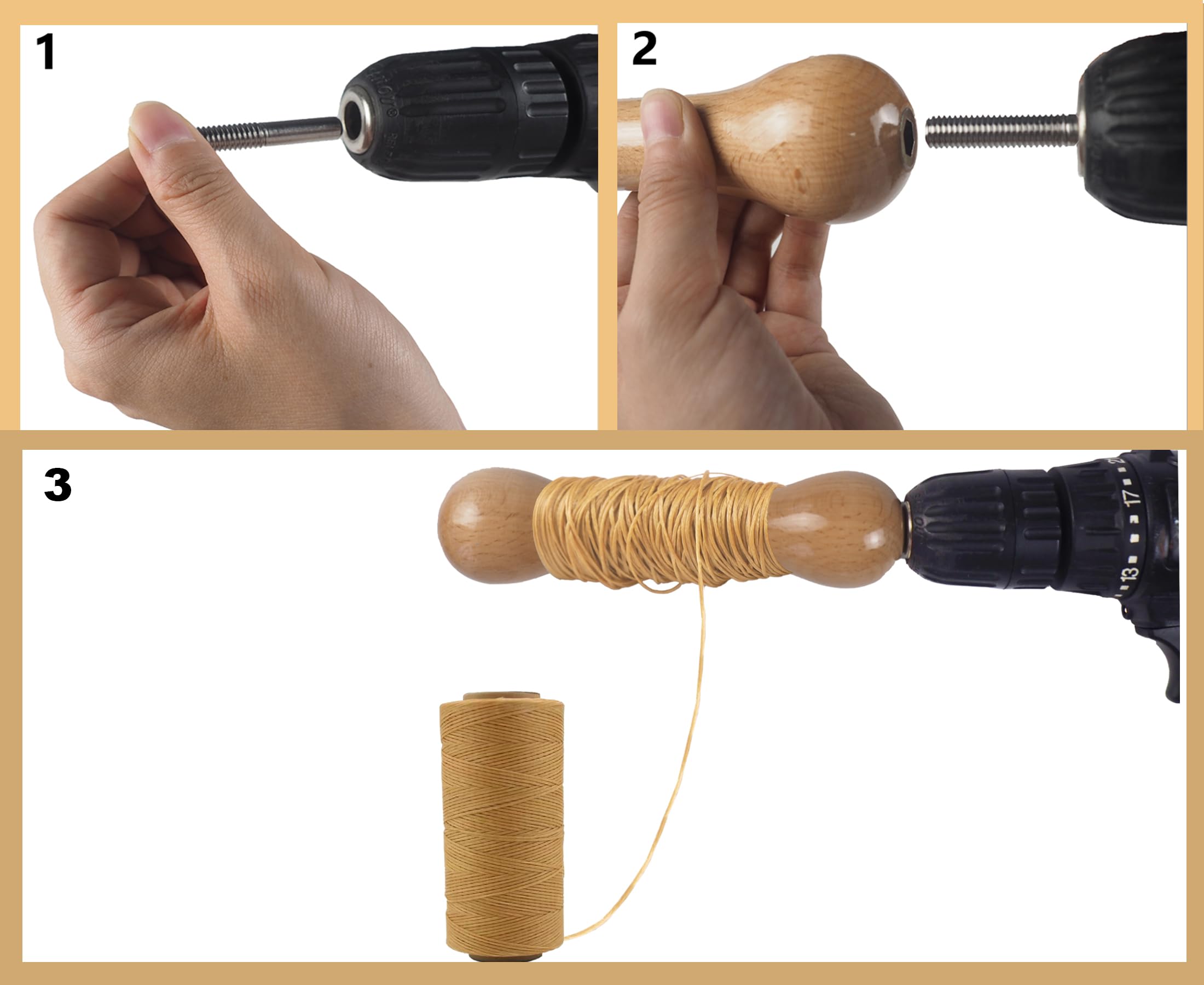 GEOCCI Tie Dye Tool,Sinew Puller for Tie Dye,DIY tie-dye Stretching Tools,with 210D 1.0mm 273 Yards Tie-Dye Waxed Thread and 160 PCS (32 mm) Elastic Durable Stretchy Multicolor Rubber Bands - Image 6