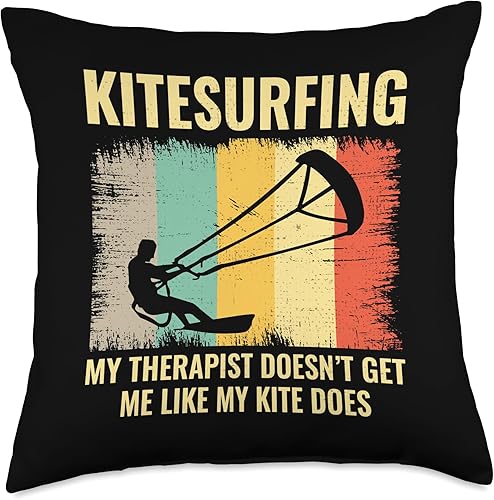 Kitesurfer Kiteboard Surf Surfer Surfing Sea Waves Kitesurf Kiteboarder Water Sports Throw Pillow, 18x18, Multicolor