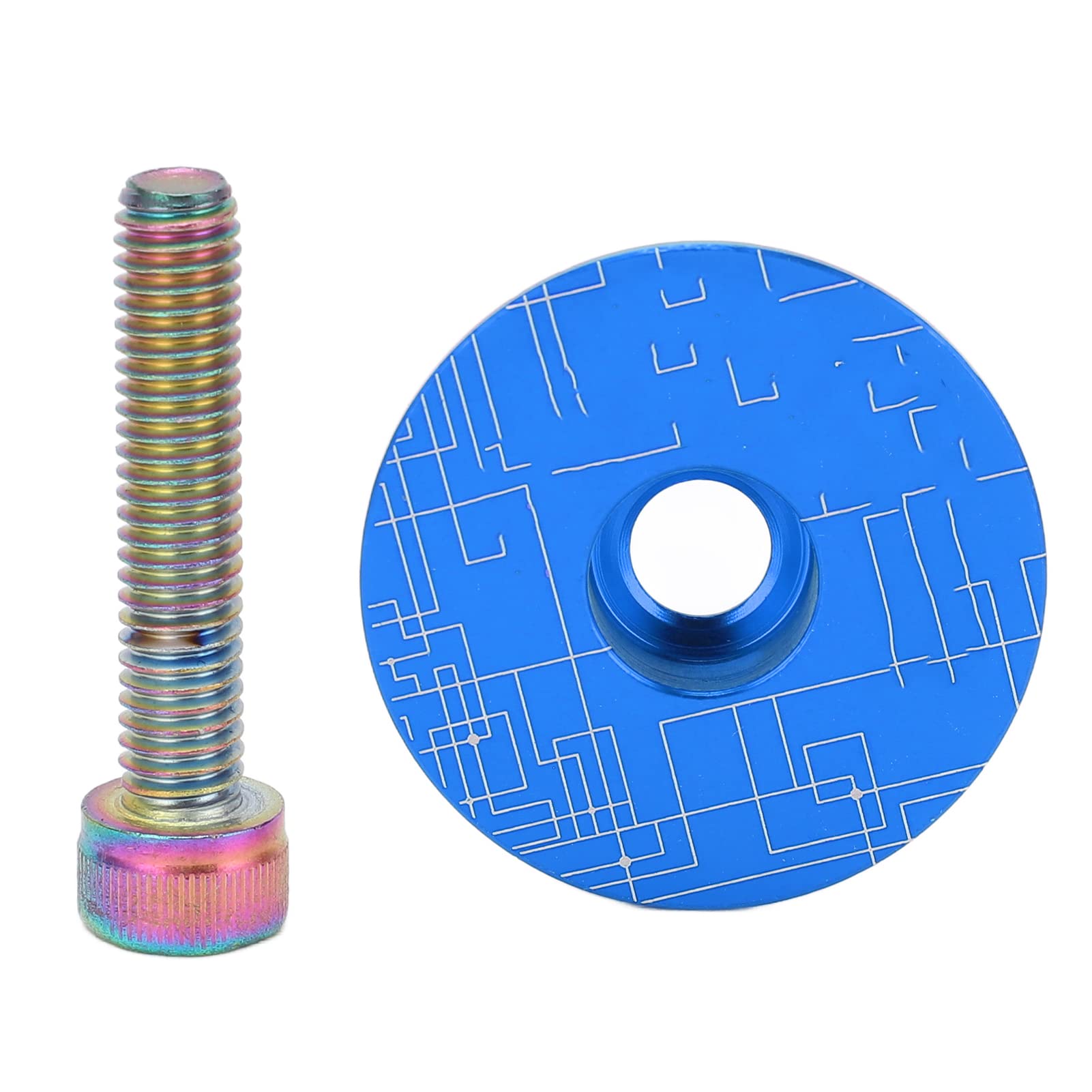 DONGKER Tappo Superiore Cuffia Bici,Copertura Cuffie Bicicletta In Lega Titanio Con Bulloni Per MTB Bici Da Strada - Foto 8