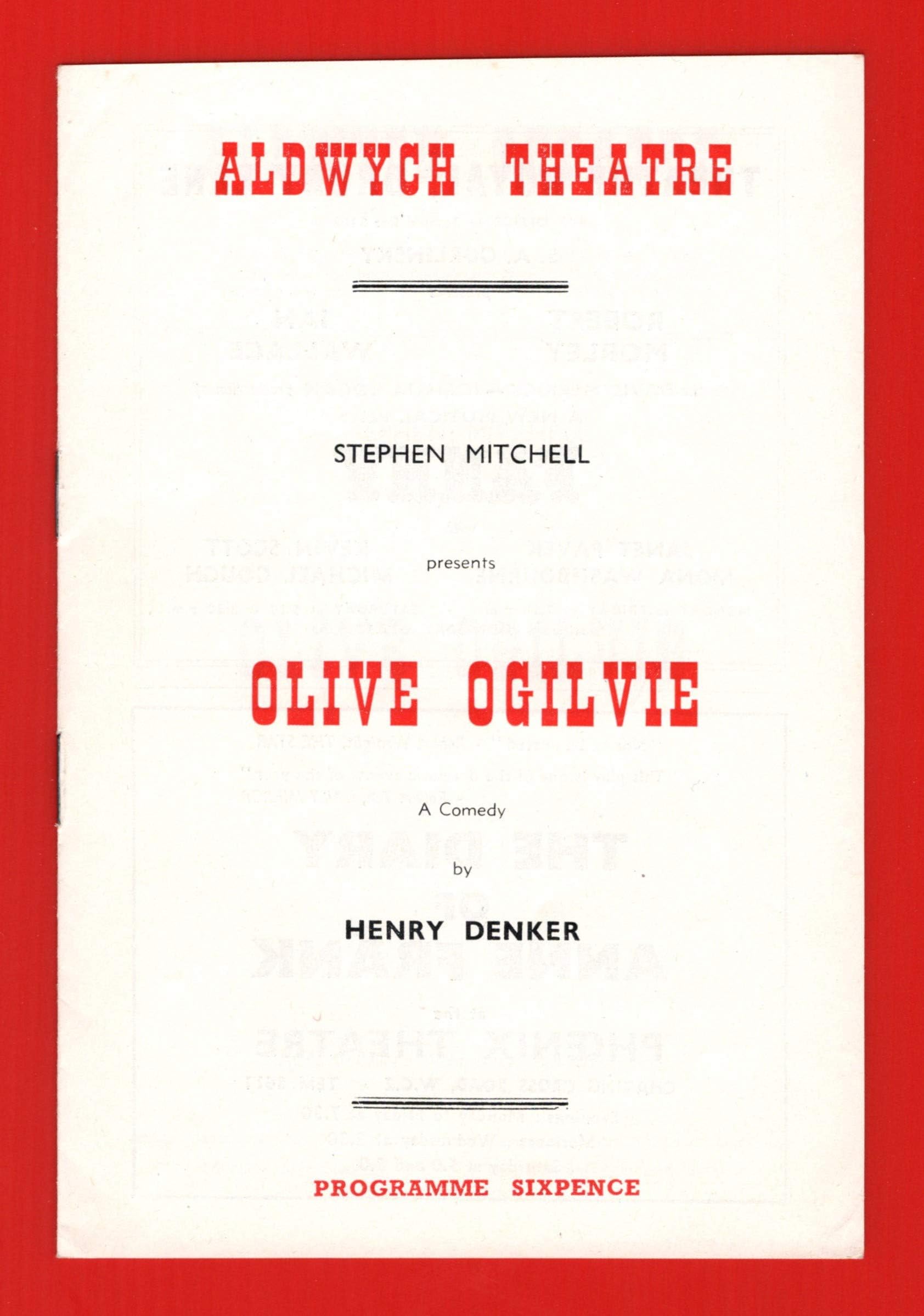 Peter Copley"OLIVE OGILVIE" Patricia Marmont/Peter Collingwood/Ronald Radd/Harold Lang 1957 London FLOP Program (Playbill)