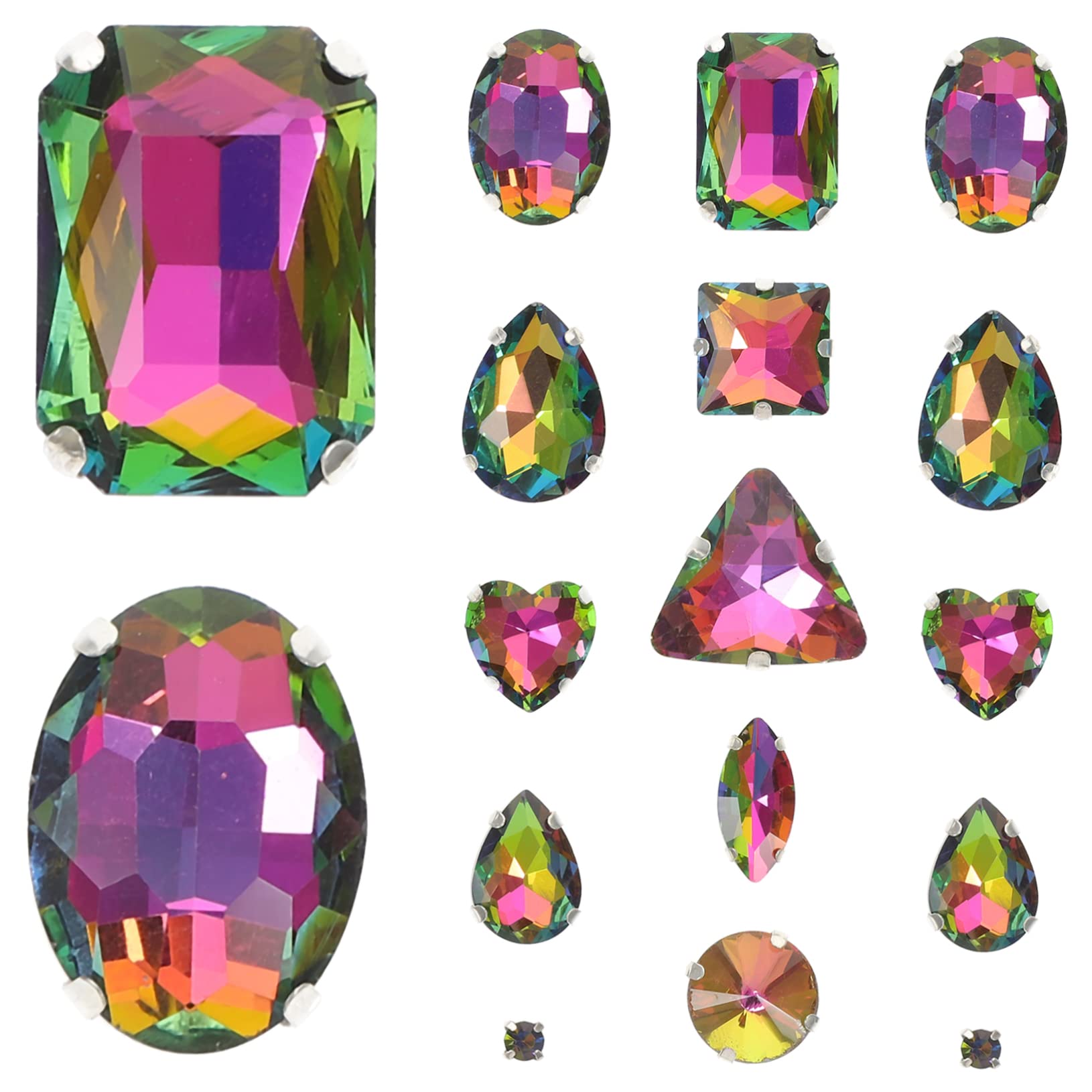 Angoily 5 Series Decoración De Perforación De Garras Pedrería De Uñas Rhinestones for Nails Coser Pedrería Materiales Garra De De Imitación Ropa Diy Pedrería Vidrio 50 Piezas X 5