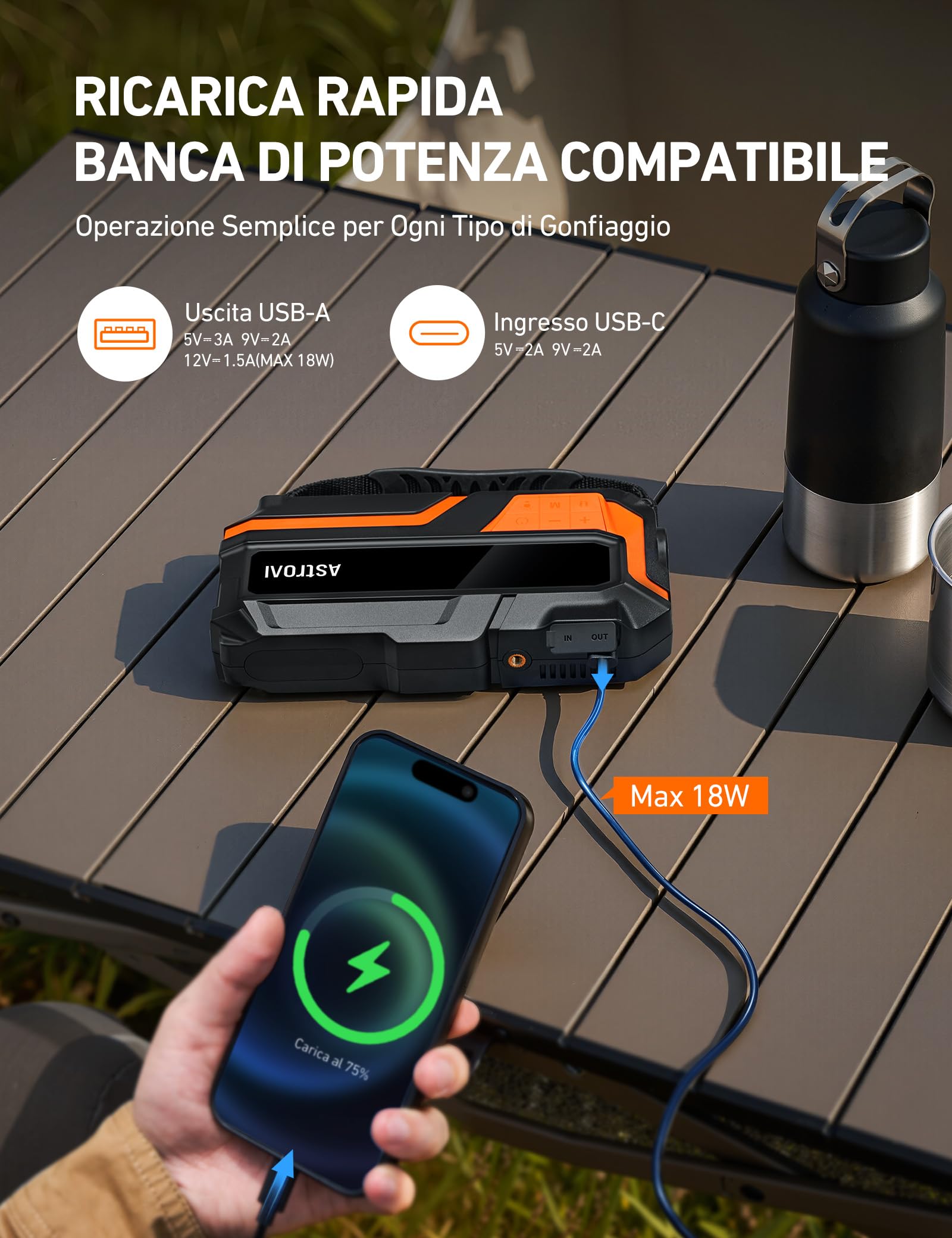 AstroAI MF16 Booster Avviamento 8000A & 150PSI Compressore Aria Portatile, Avviatore di Emergenza per Auto/Moto (10L Benzina/8L Diesel) con Torcia LED&Display