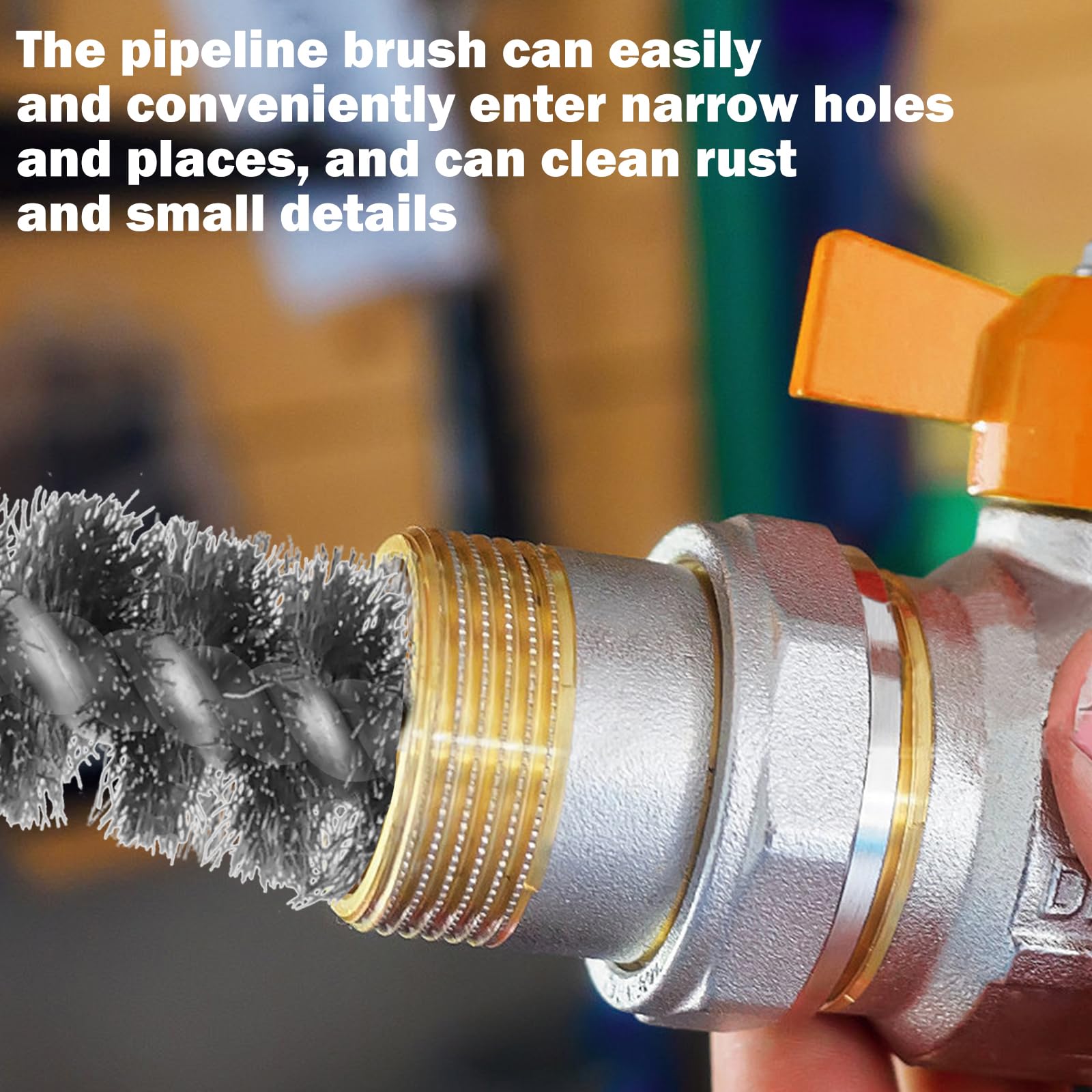 LYDODOKA 8Pcs Stainless Steel Wire Brush for Drill, 3/8 Inch 1/2 Inch 3/4 Inch 7/8 Inch Bore Brush Set, Twisted Wire Cleaning Brush with 1/4 Inch Hex Shank Rust Removal Wire Brush for Electric Drill