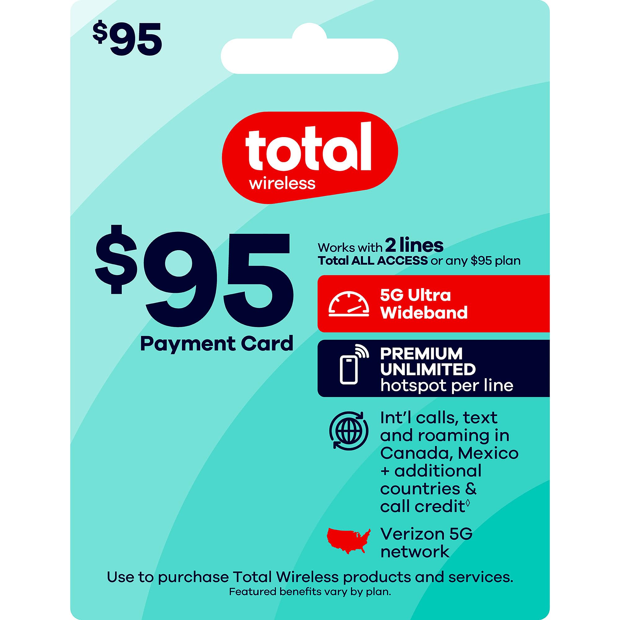 Total Wireless $95 Payment Card | Redeemable Value for Total All Access Plan