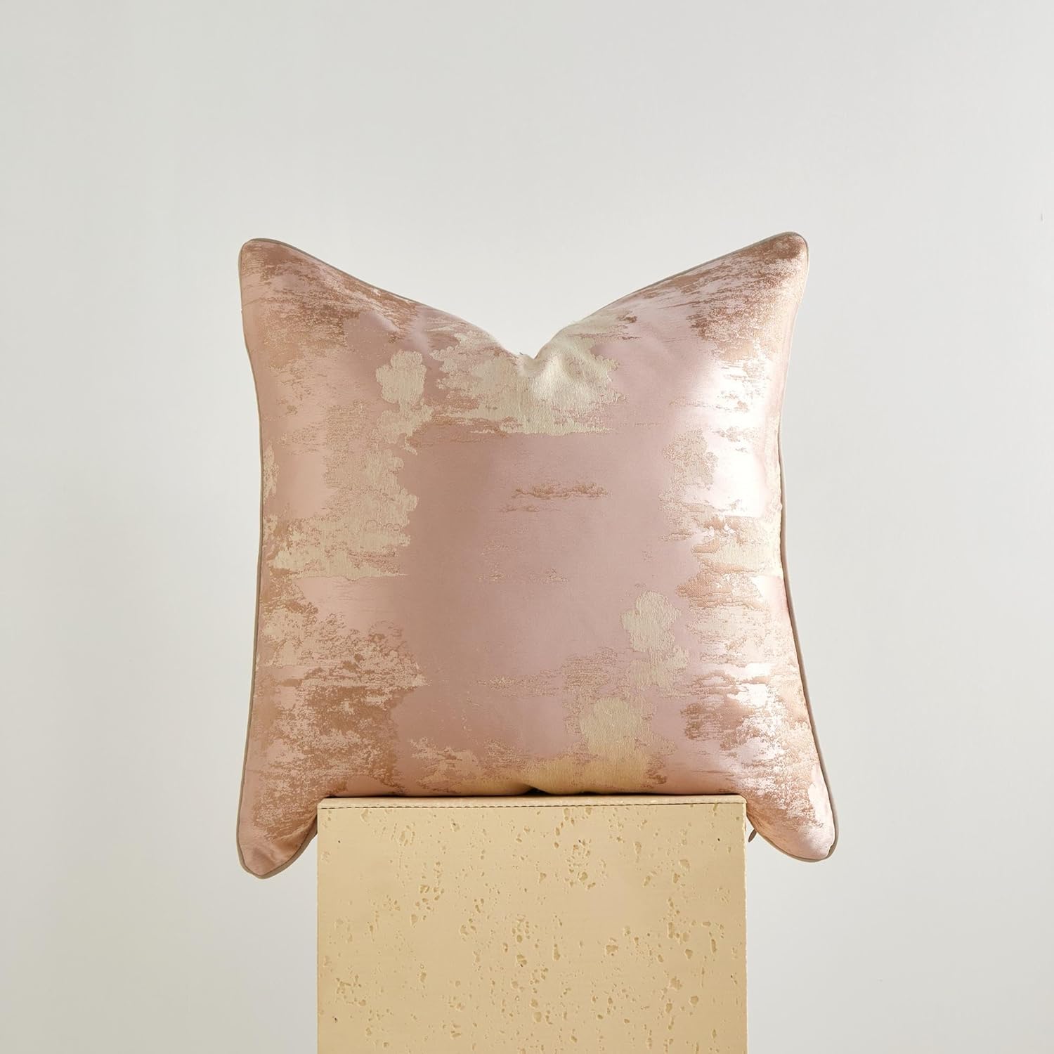 Decorative Jacquard Throw Pillow Covers 20x20 Inches Set of 2 Rose Gold Square Couch Pillow Covers with Cloud Pattern for Sofa, Bed, Living Room - No Insert