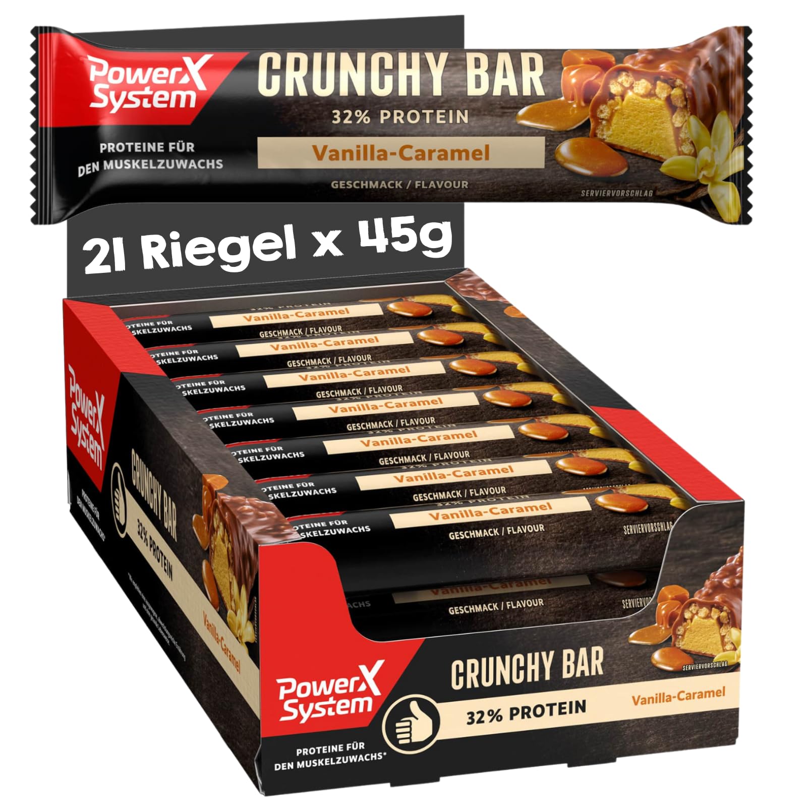 Power System Crunchy Bar Proteinriegel Vanilla-Caramel 21x 45g