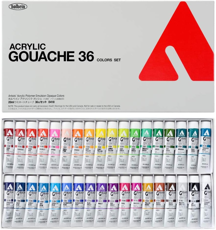 Acryla Des Set Mixng Clrs-20ml (Acryla Gouache 5-Color 20ml Mixing Co (36 color set)