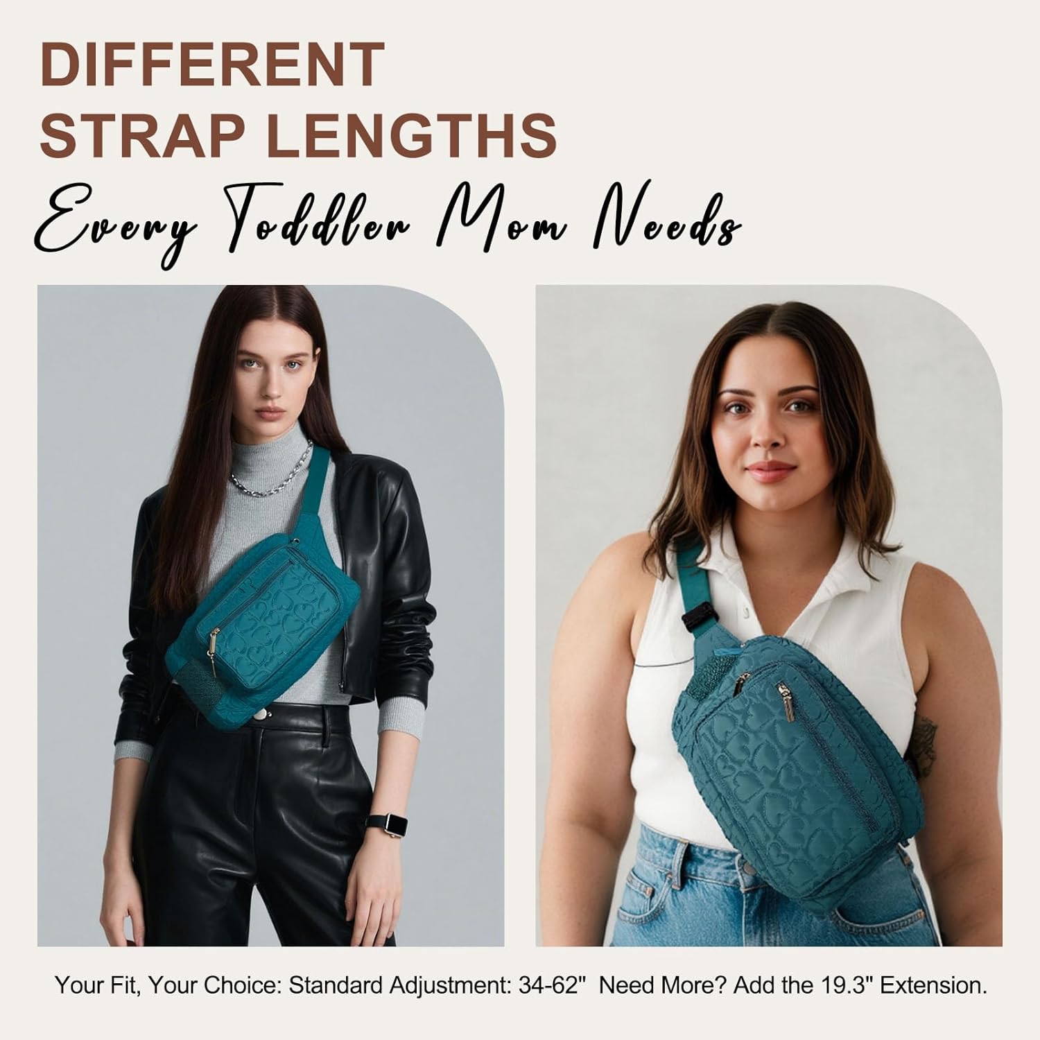 Rexmore Puffer Quilted Fanny Pack Diaper Bag for Mom - Women‘s Compact Crossbody Purse with Portable Changing Pad & Wipes Pouch, Travel & Quick Errand Baby Essentials Organizer (Dark Green) - Image 8