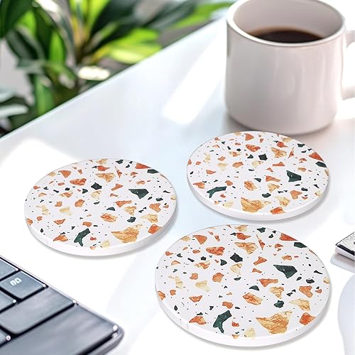 Miniatura 5 de 6 posavasos de cerámica estilo terrazo con soporte, los mejores posavasos redondos absorbentes para escritorio, salón, café, bebida, vino, bebidas,