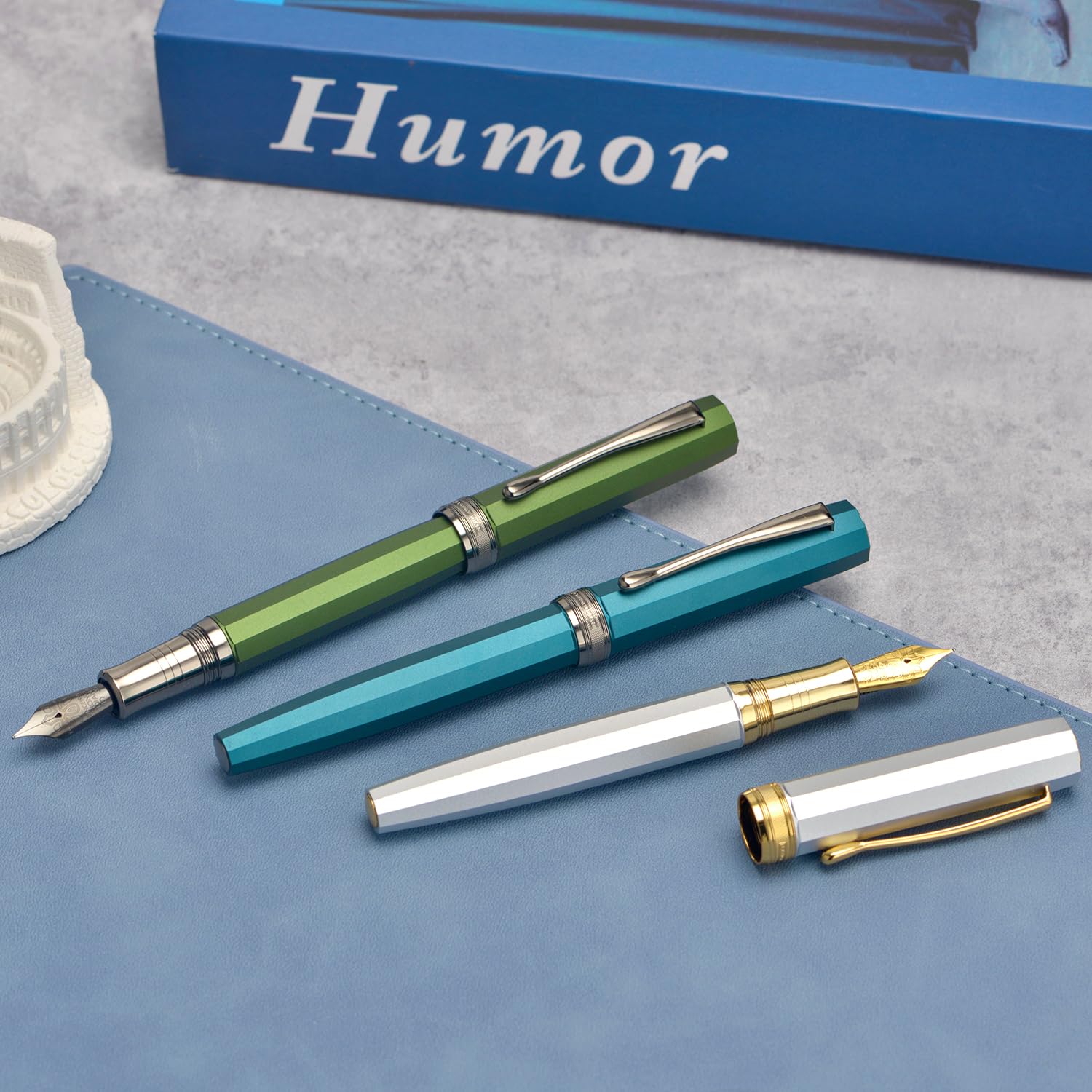 Hongdian N2 Stilografica, Iridium Medium Nib Blue Design acrilico blu