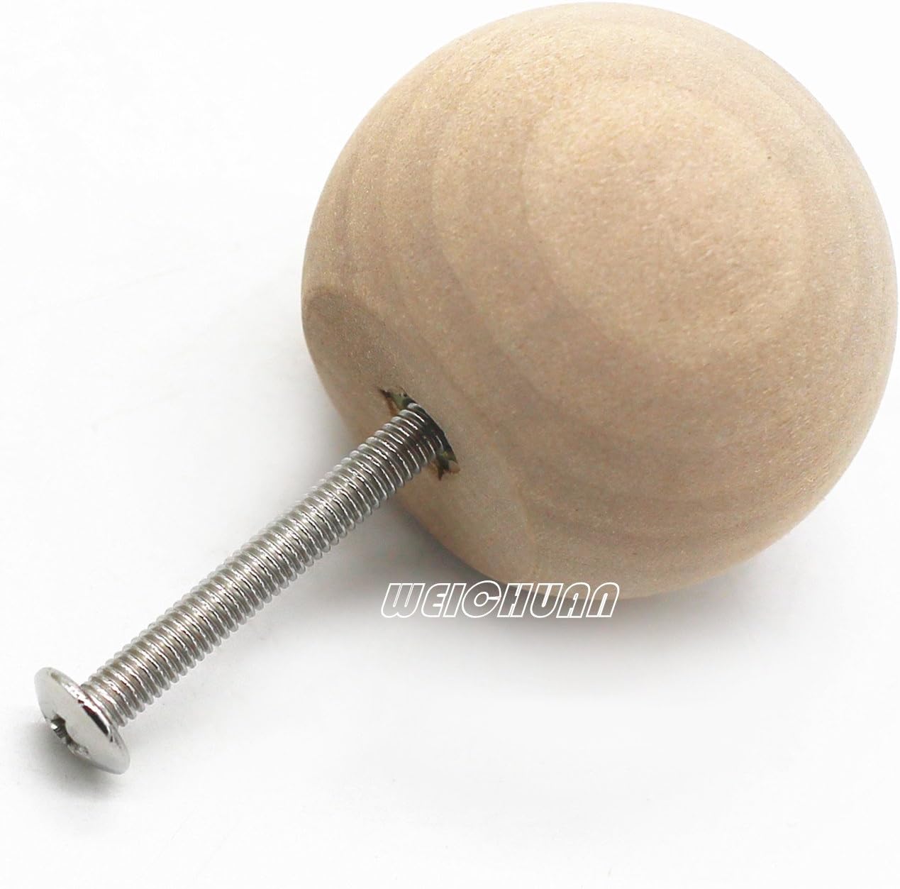 WEICHUAN 1-1/2" Unfinished Wood Ball Drawer Knobs Pulls Handles - Kitchen Cabinets Furniture Dresser Wardrobe Cupboard Drawer Knobs Pulls Handles (Pack of 15)