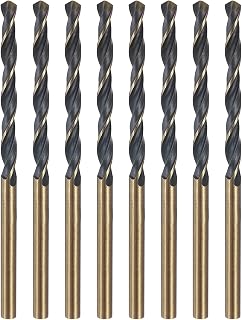 sourcing map 8pcs Reduced Shank Twist Drill Bit 3mm Dia 3mm Shank High Speed Steel M2 Black and Gold Oxide Finish Drill Bits for Drilling Hard Metals, Stainless Steel, Cast Iron