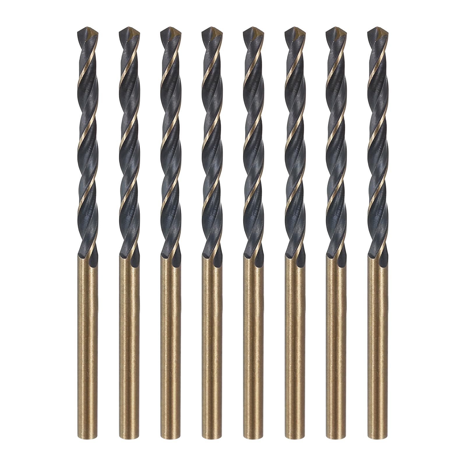 sourcing map 8pcs Reduced Shank Twist Drill Bit 3mm Dia 3mm Shank High Speed Steel M2 Black and Gold Oxide Finish Drill Bits for Drilling Hard Metals, Stainless Steel, Cast Iron