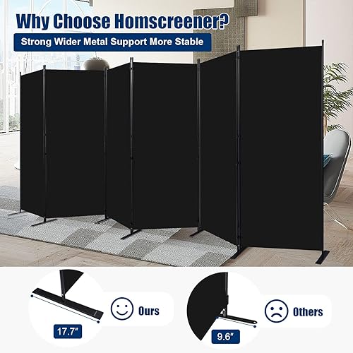 Vista 51 de Divisor de habitación portátil de 6 pies y pantallas de privacidad plegables, divisor de tela de 102 pulgadas de ancho para separación