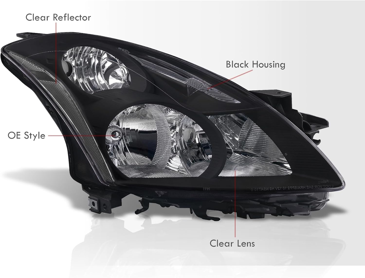 AJP Distributors Black Housing Clear Lens Reflector Signal Headlights Headlamps Driving Lights Bumper Lamps Assembly Pair Compatible/Replacement For Altima L32A 4-Door Sedan 2010 2011 2012 10 11 12
