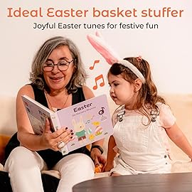 Cali\'s Books Easter Nursery Rhymes Musical Book - Easter Basket Stuffers for Toddlers, Baby Easter Basket Stuffers, Rechargeable Musical Books for Toddlers 1-3