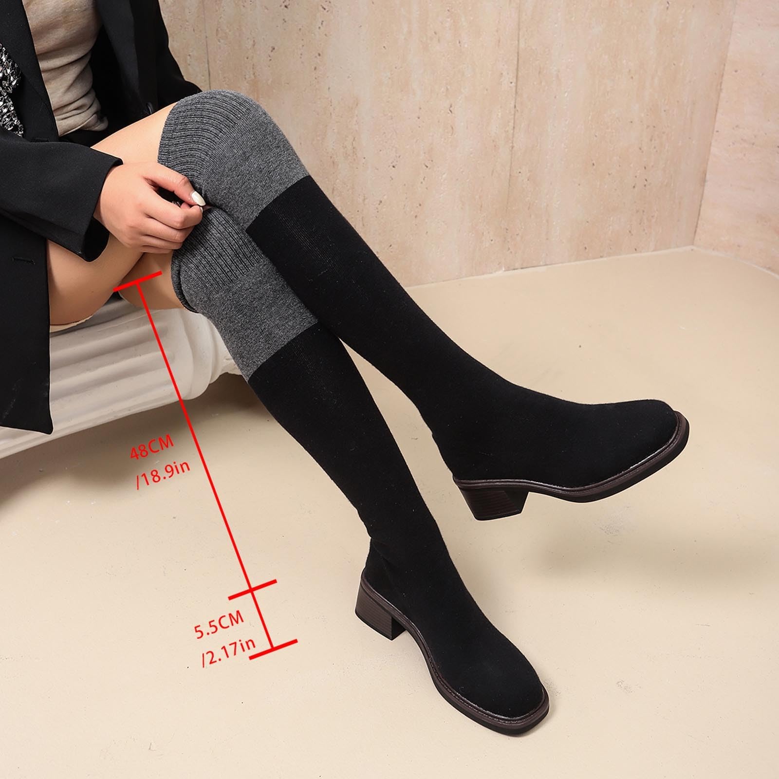 Botas por Encima de la Rodilla Botas de Media caña con un Estilo Elegante para el día a día. hasta el Tobillo con tacón Resistente para Mayor Comodidad y versatilidad.