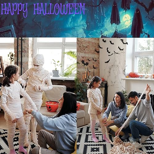 Miniatura 2 de ASVNRES Vendaje de momia de Halloween para fotos de fiesta, vendaje de zombi autoadhesivo blanco elástico para cosplay, accesorios de fotografía