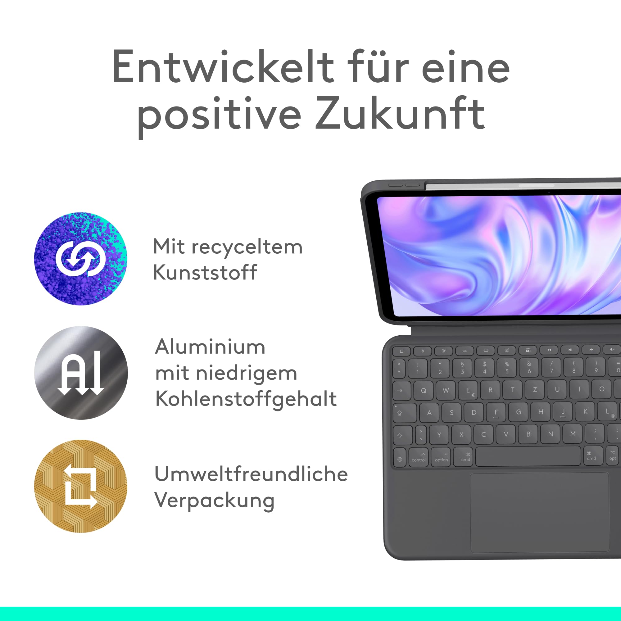 Logitech Combo Touch iPad Pro 11 Zoll (M4 und M5) (2024 und 2025) Tastatur-Case – Abnehmbare Tastatur mit Hintergrundbeleuchtung und Halterung, komfortables Tippen, Multi-Use-Modus,DEU QWERTZ- Graphit