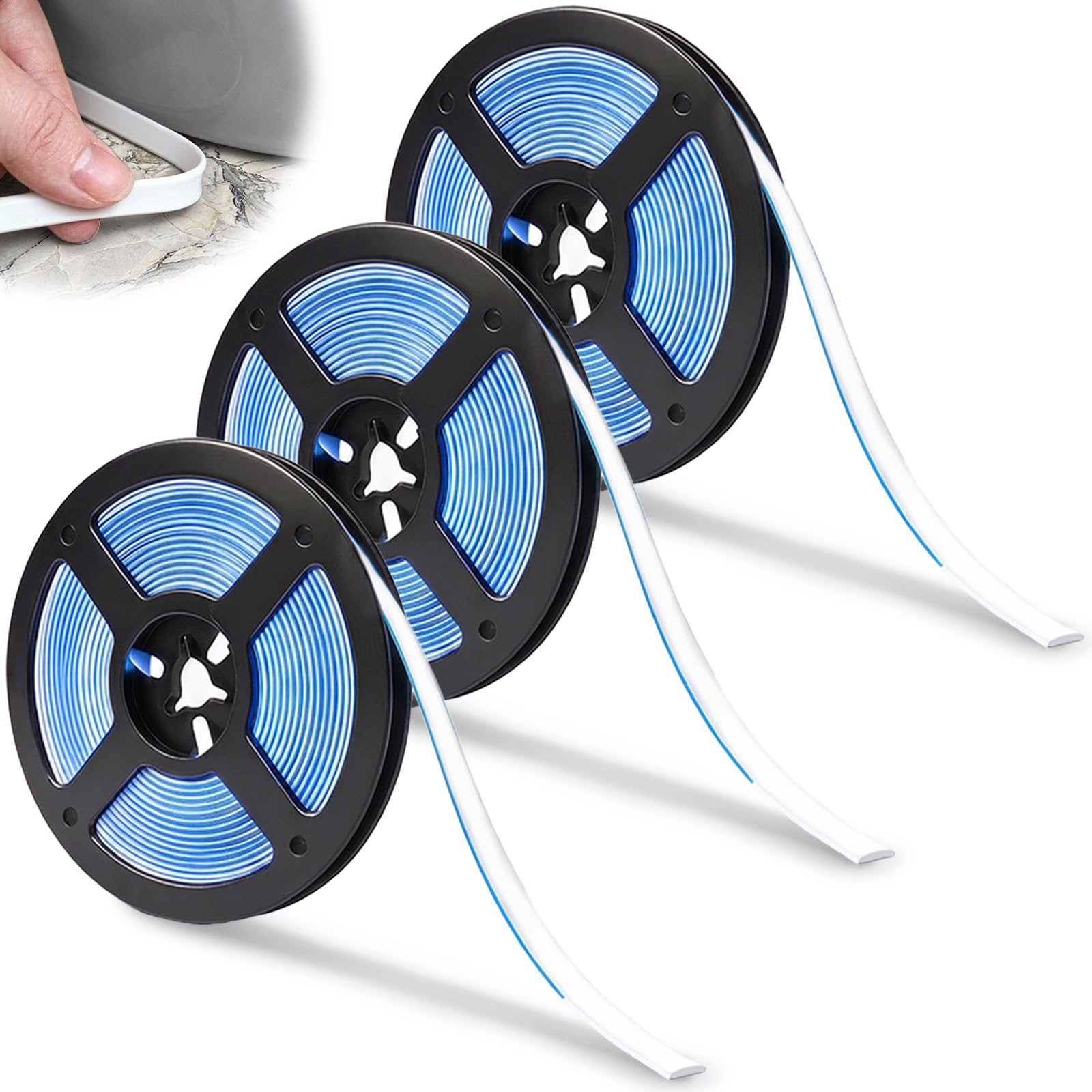 Generic 3 Rolls White Self Adhesive Bath Tape Sealant Strip for Bathroom Kitchen Toilet Sink Edging, Waterproof Caulk Sealing Tape