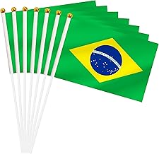 50 Pack Brazil Mini Stick Flag, Brazilian Hand Held Small Miniature Stick Flag, National Country Flag for Party Decorations, Outdoor Decoration, Festival Events Celebration, World Cup, Sports Events, International Festival (Brazil)