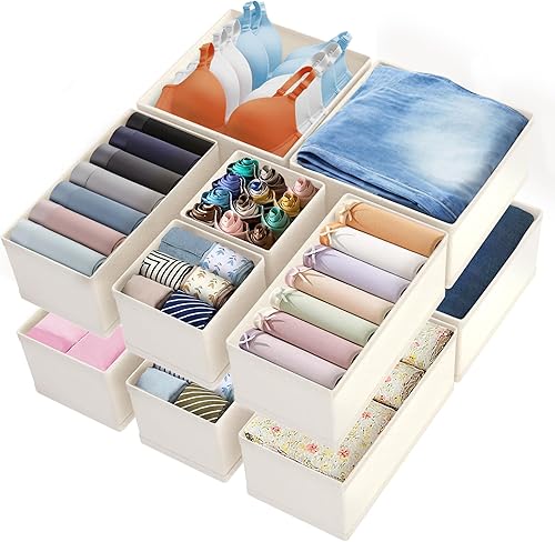 Vista 11 de Organizador de cajones de ropa, organizador de aparador para ropa de bebé, ropa interior, calcetines, organización de guardería, divisores de Gris