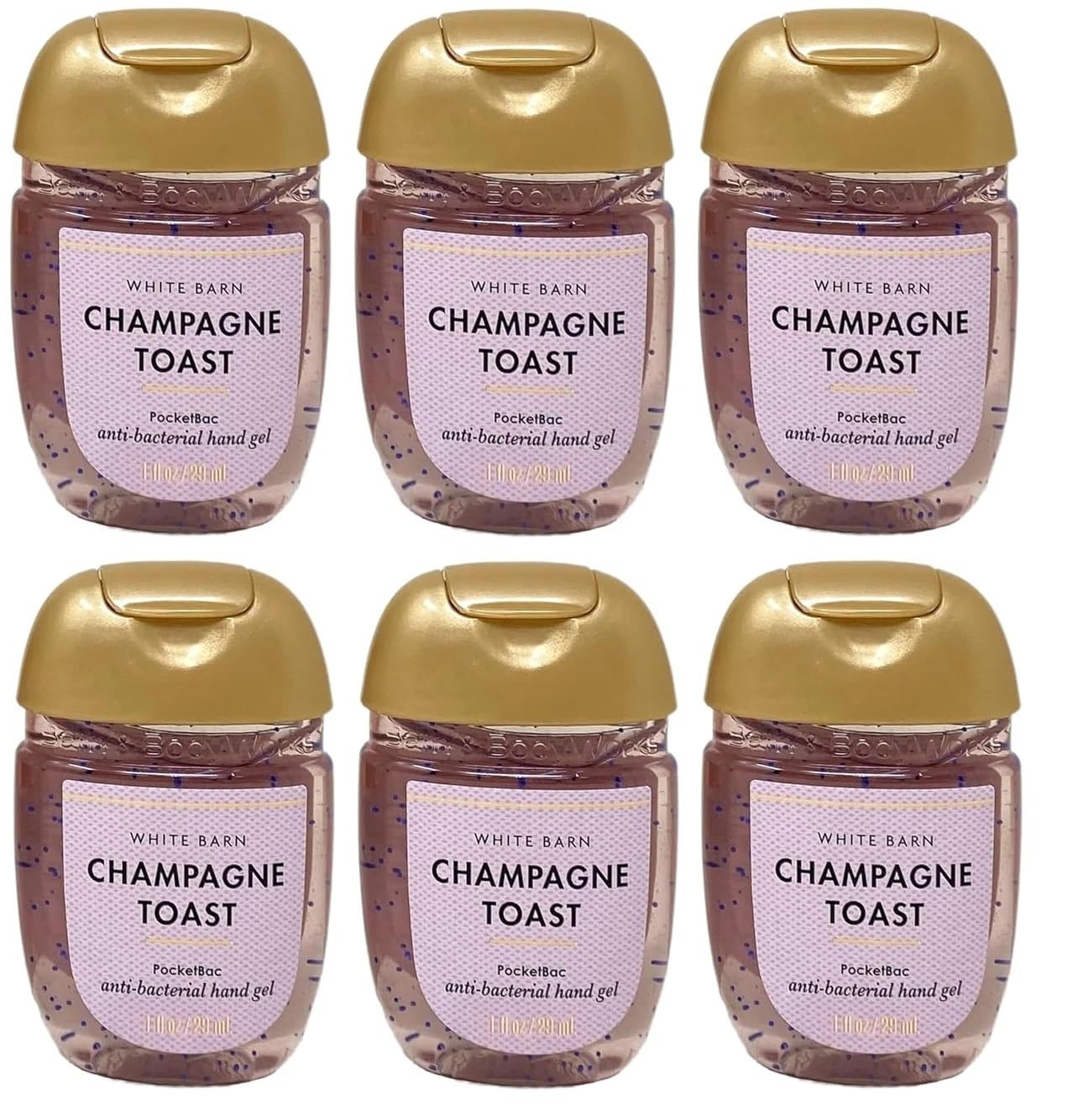 Bath and Body Works Classic Scents Pocketbac Gel Sanitizers - Pack of 6-1 oz each (Champagne Toast) (Champagne Toast)