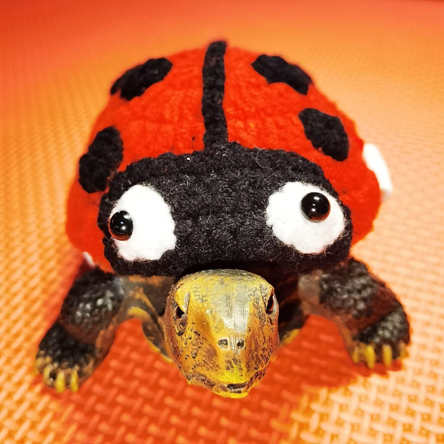 Turtle Sweater Cosplay Clothes Handmade Winter Warm Knitted Turtle Sweater with Adjustable Strap Small Animal Sweater Tortoise Apparel for Christmas Halloween Party Photo Shoot (14 Inch,Ladybug)