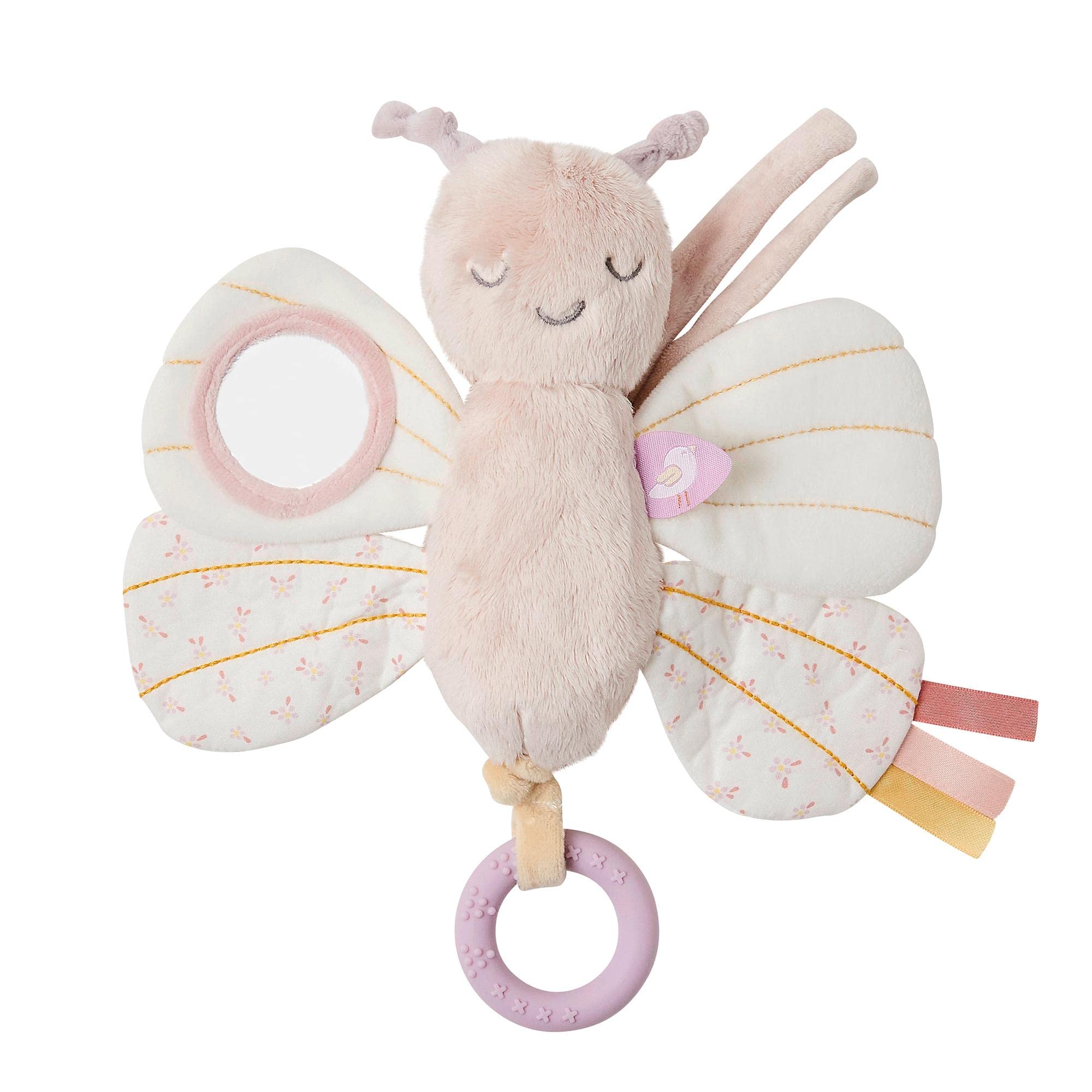 Nattou Active Toy Butterfly Made of Polyester with Various Activities, Approx. 30 cm, Alice and Fries, Dusky Pink