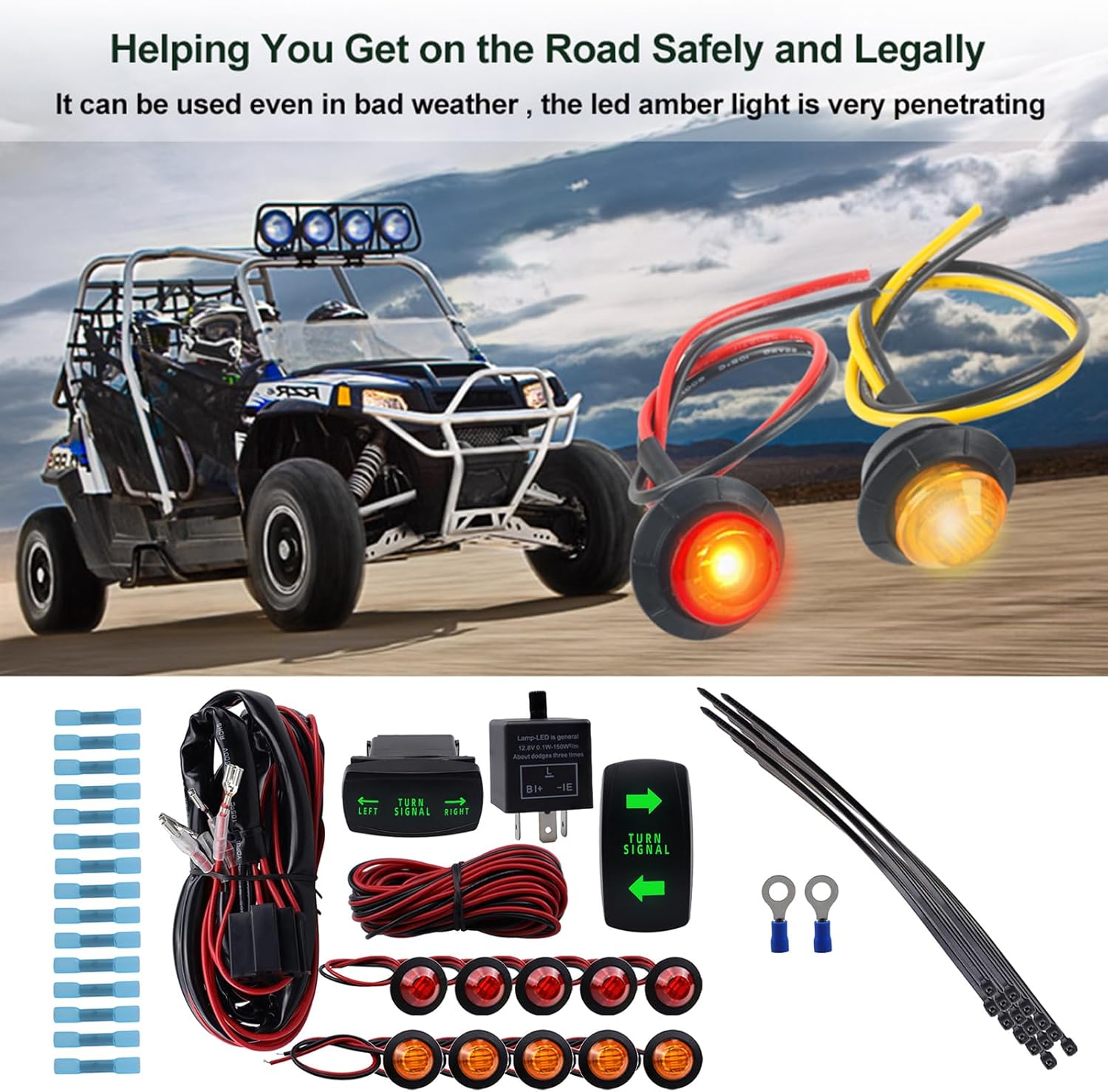 Turn Kit UTV Accessories for ATV Turn Kit with Switch Flasher Beach Lights