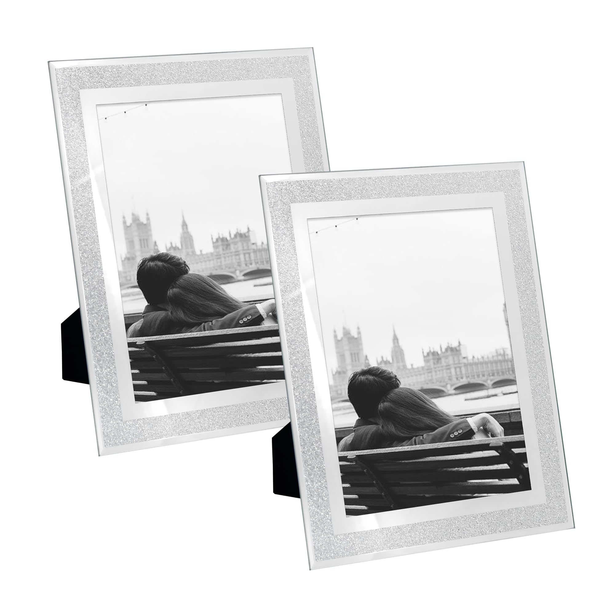 GraduatePro Silver 4x6" 2pcs Glass Certificate Photo Frame Diploma Document Picture Holder Wall & Tabletop Display