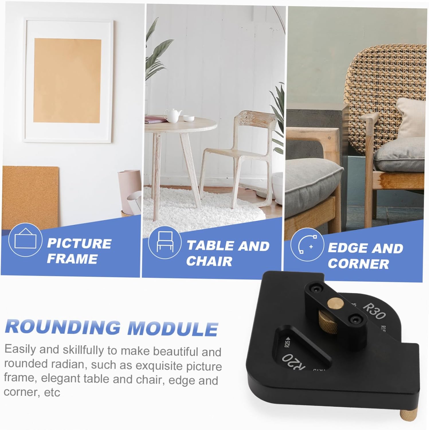 DOITOOL Metal Stencils 1pc Right Angle Router Template Rounding Module Fillet Corner R Angle Metal Positioning Routing Template Milling Woodworking Template Woodworking Trimming Bevel