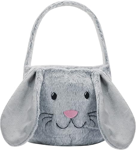THOVSMOON Cesta de conejo de Pascua, bonitas bolsas de cubo de Pascua con orejas de conejo para caza de huevos de Pascua, decoraciones de Pascua,