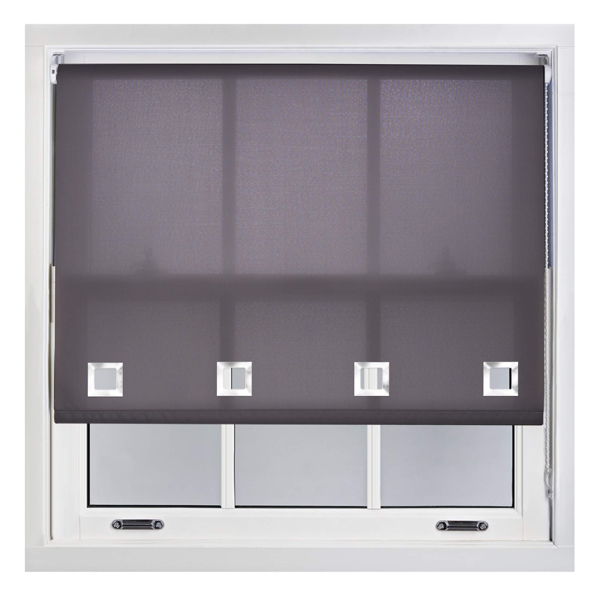 Furnished Dark Grey Daylight Roller Blinds With Large Square Eyelets - Made To Measure - 180Cm X 165Cm