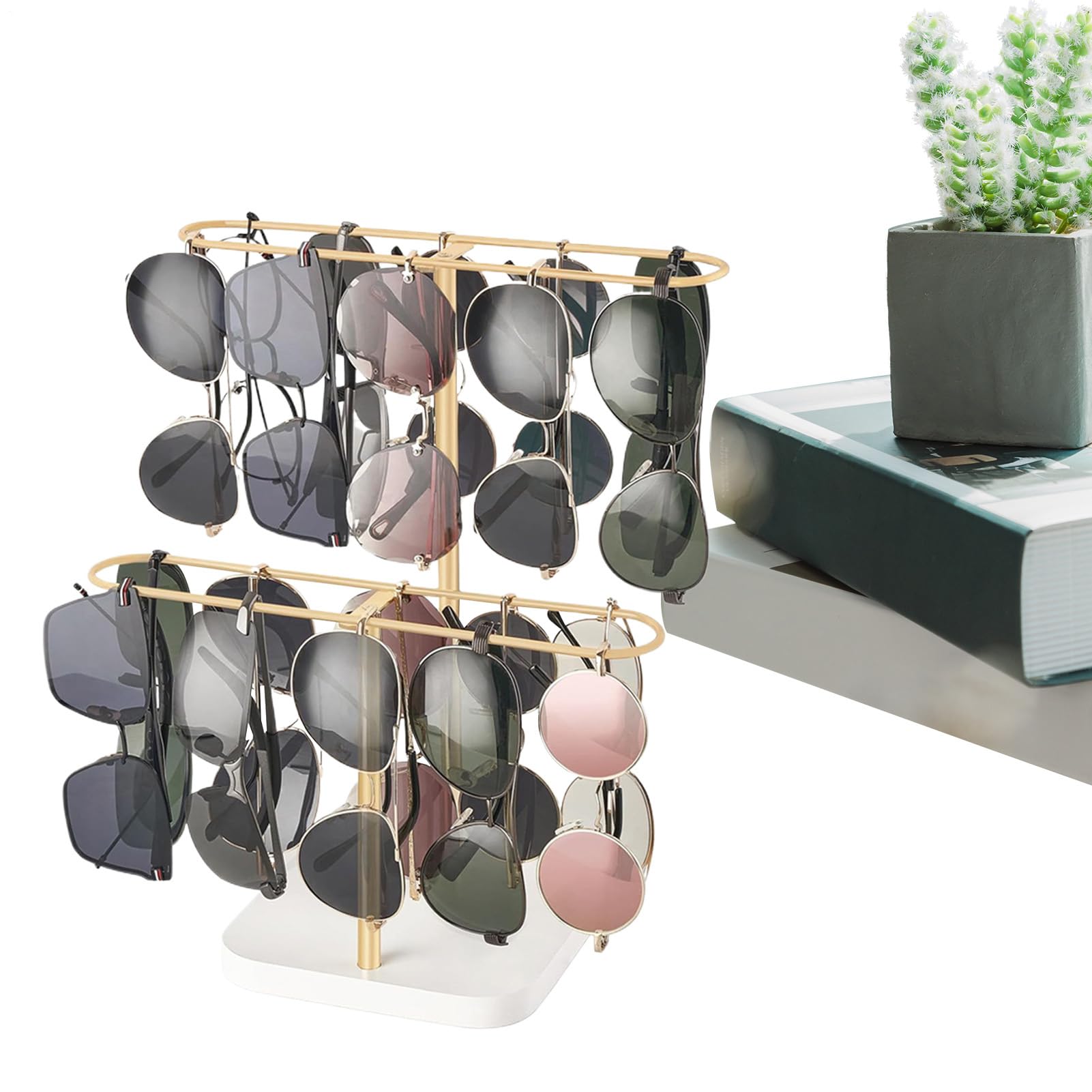 Étagère métallique de rangement pour lunettes sur table et commode