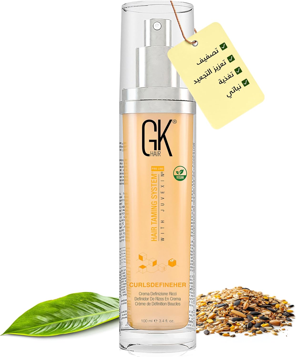 GK HAIR Global Keratin CurlsDefineHer (100ml) Curling Hair Cream, Smoothen Frizz Control anti-frizz for Perfect Hair Texture – Men and Women